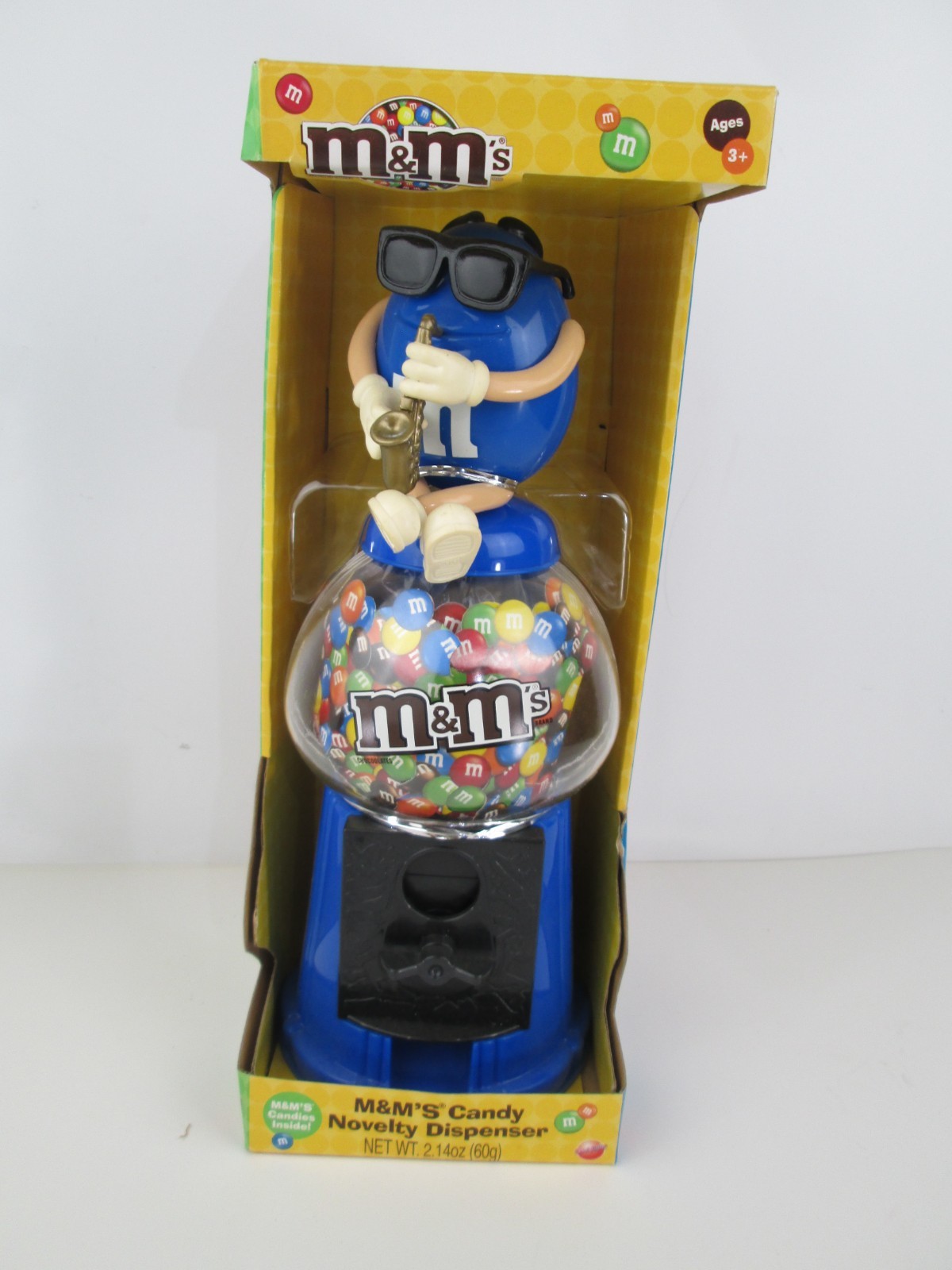 M&M's Candy Blue with Saxophone Novelty Candy Dispenser & 11.5" Coin Bank 2009 M&M's Candy Blue with Saxophone Novelty Candy Dispenser & 11.5" Coin Bank 2009