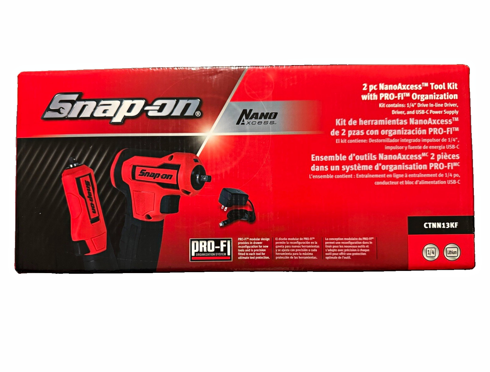 NEW Snap-on NanoAccess CTNN13KF 1/4 in 4V Impact Driver 2 pc Kit Battery Red