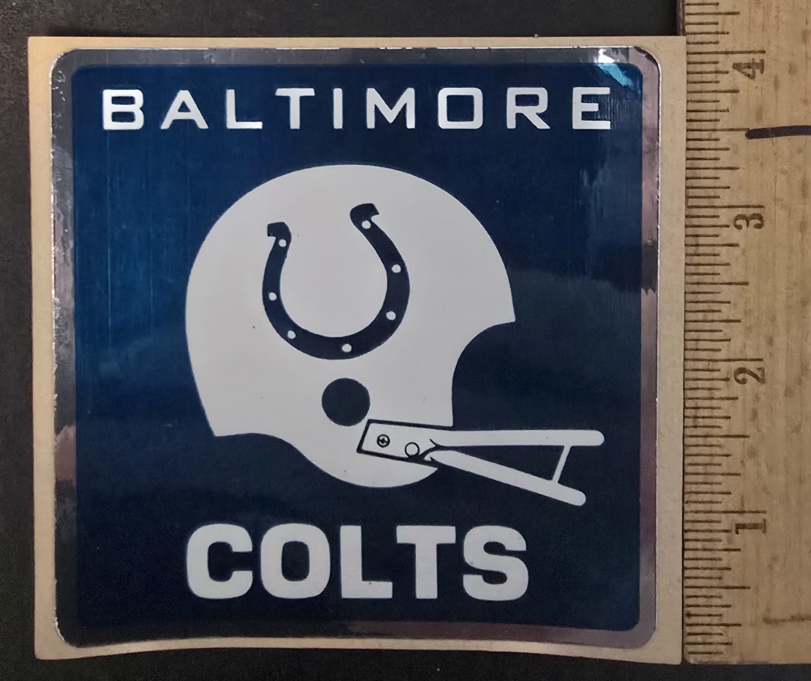 Vintage 1970's 4x4 Baltimore Colts NFL Football Foil Decal Bumper Sticker Vintage 1970's 4x4 Baltimore Colts NFL Football Foil Decal Bumper Sticker