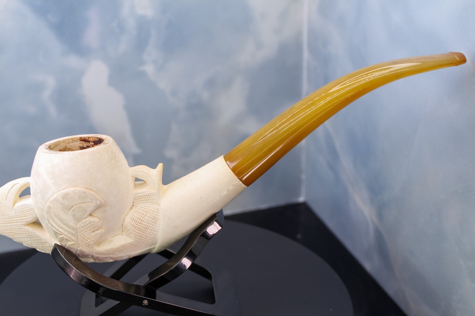 Cleaned- STUNNING Block Meerschaum Eagle dragon claw Pipe Bent Billiard Cleaned- STUNNING Block Meerschaum Eagle dragon claw Pipe Bent Billiard