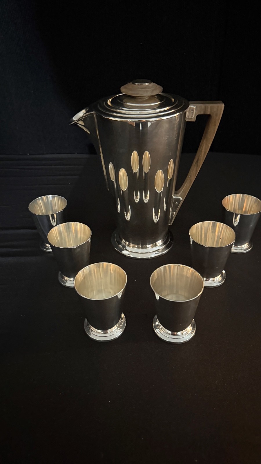 Art Deco Ile de France Meriden International Silver Cocktail Set 6 Cups Art Deco Ile de France Meriden International Silver Cocktail Set 6 Cups