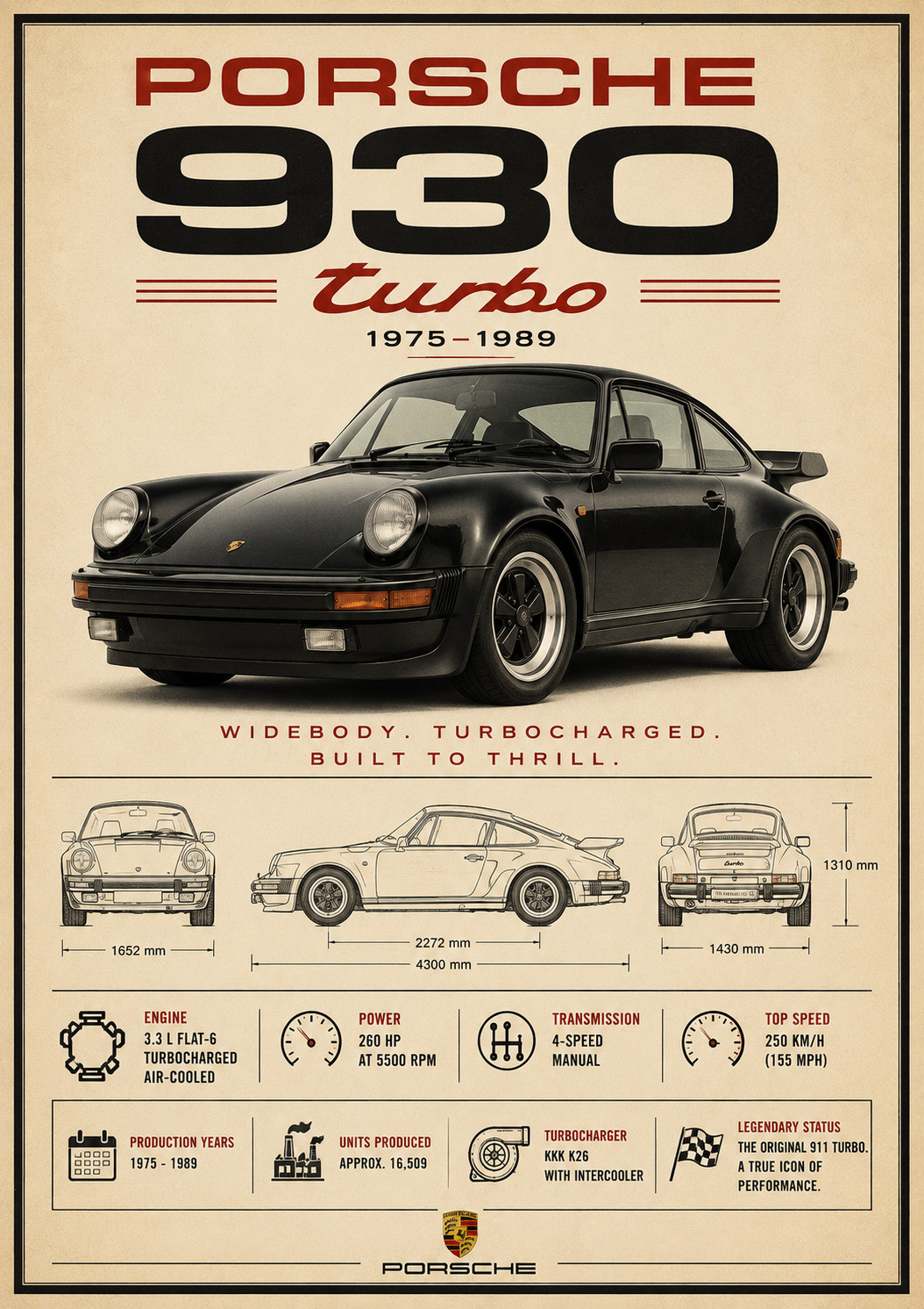 Porsche 930 Turbo Poster Classic 911 Turbo Wall Art 13x19 Print Poster Porsche 930 Turbo Poster Classic 911 Turbo Wall Art 13x19 Print Poster