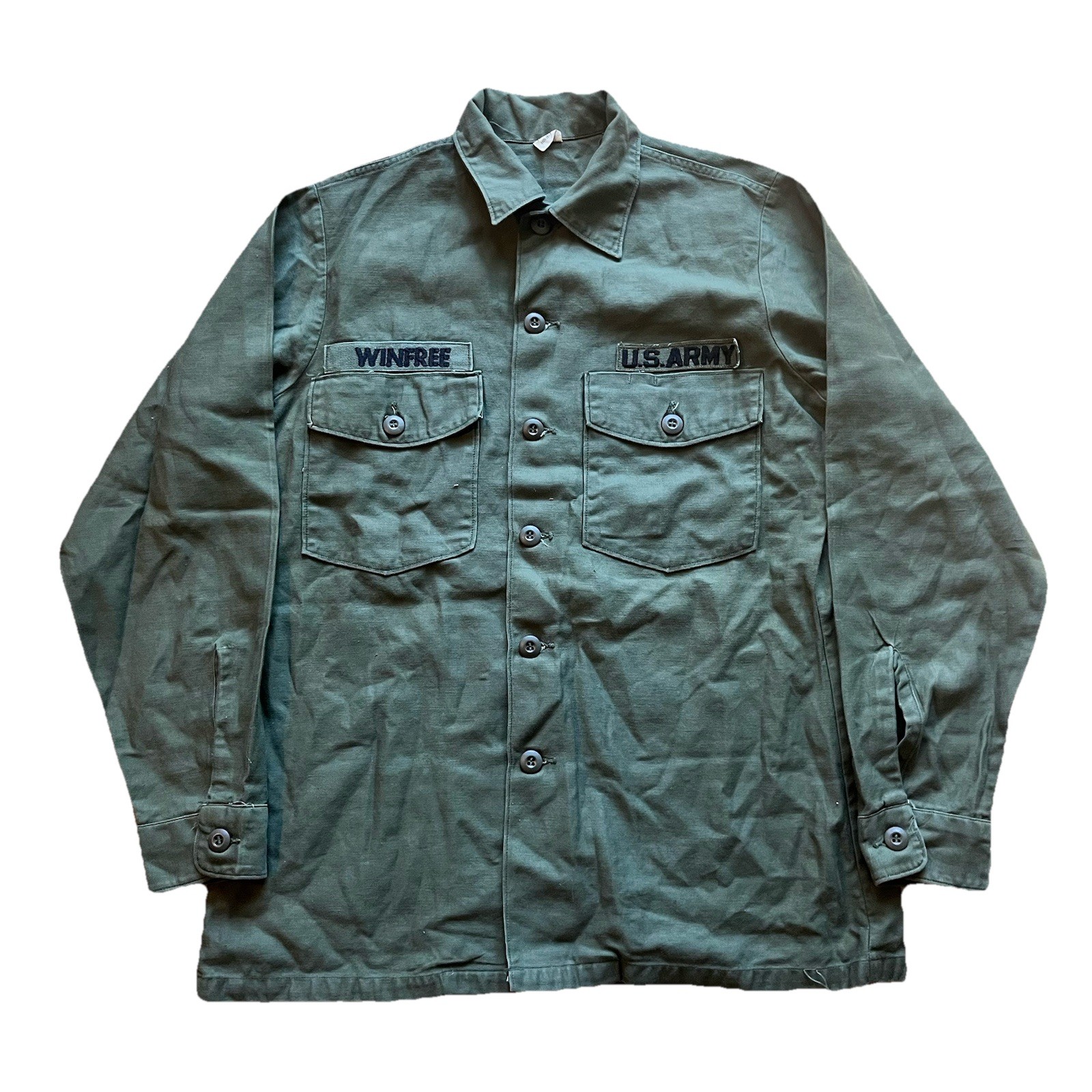Vintage 70s 60s Army Vietnam Og-107 Cotton Sateen Utility Shirt Green Button EUC Vintage 70s 60s Army Vietnam Og-107 Cotton Sateen Utility Shirt Green Button EUC