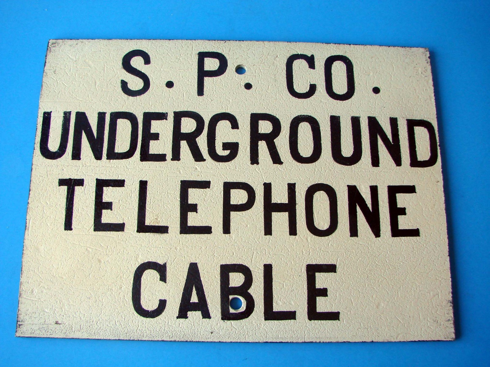 Vintage Southern Pacific Railroad Underground Telephone Cable Sign