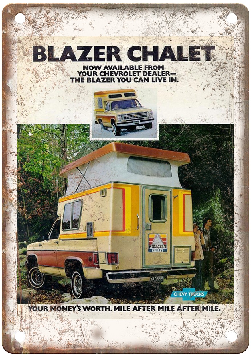 1976 Chevy Blazer Chalet Vintage Automobile Ad Retro Look Metal Sign AM7327 1976 Chevy Blazer Chalet Vintage Automobile Ad Retro Look Metal Sign AM7327