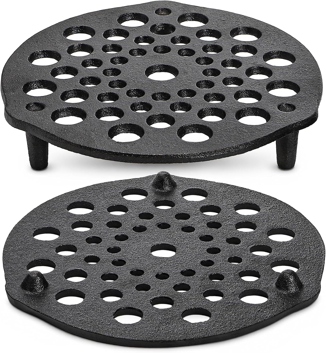 2 Pack 8 inch Cast Iron Trivet for Dutch Oven, 1.6" and 0.6" Heights