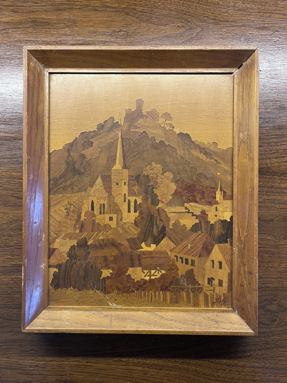 Vintage German Buchschmid Gretaux BG Wood Marquetry Hohenecken