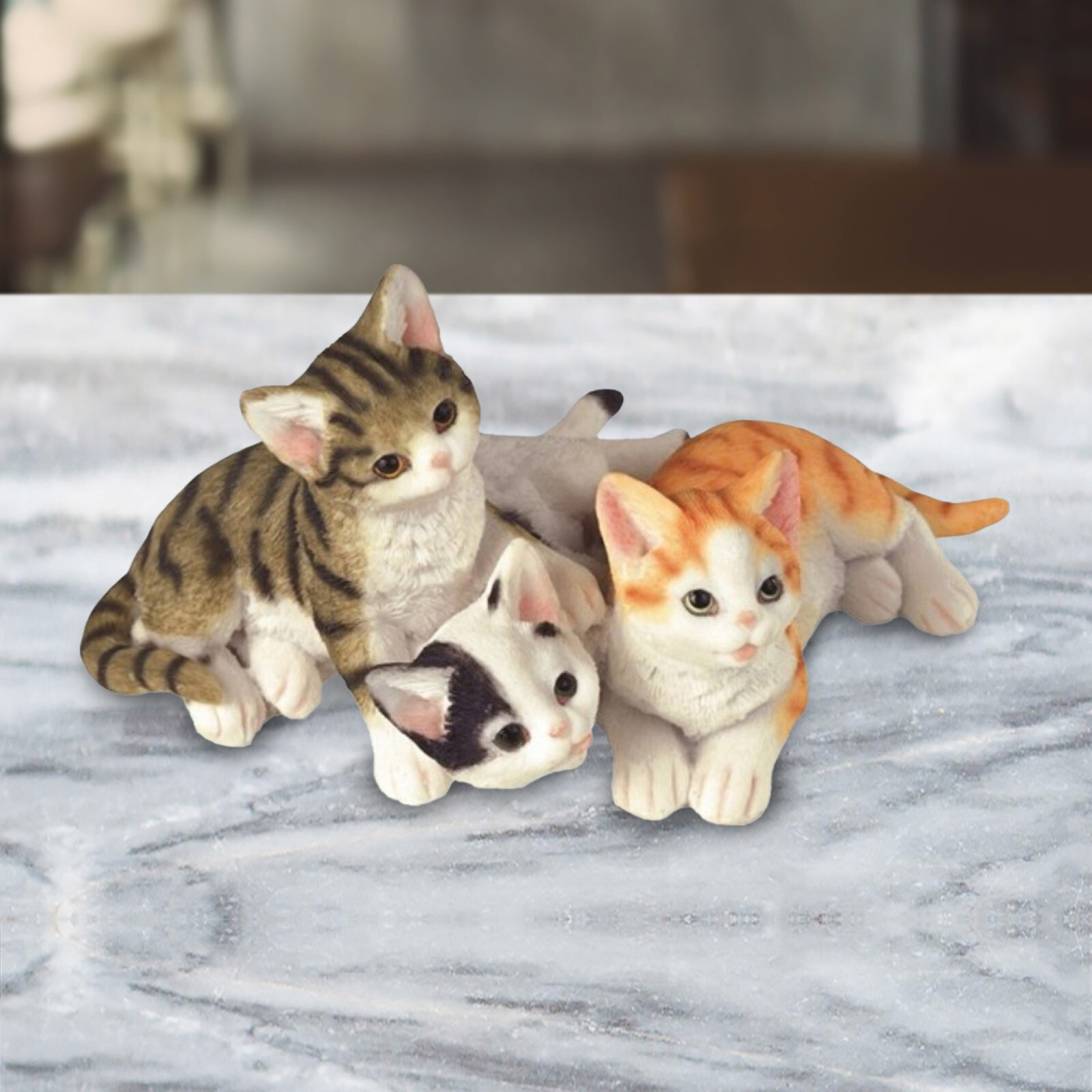 3.5" H Lying Wabansia Tuxedo and Tabby Cats Figurine Room Decor 3.5" H Lying Wabansia Tuxedo and Tabby Cats Figurine Room Decor