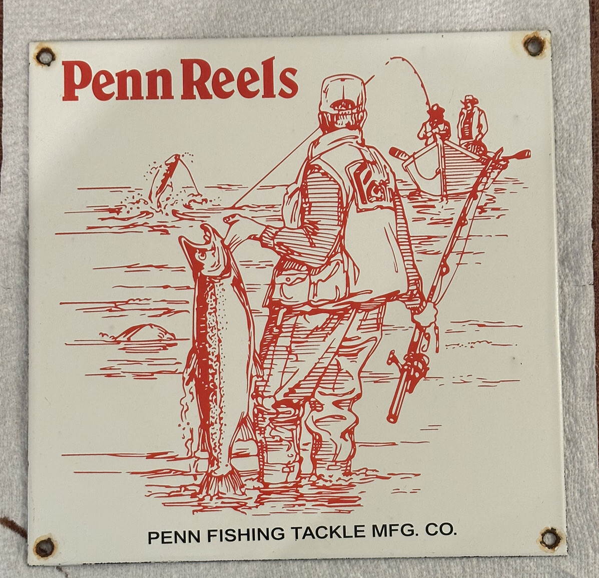 VINTAGE PENNSYLVANIA REELS GASOLINE PORCELAIN SERVICE STATION PUMP PLATE SIGN