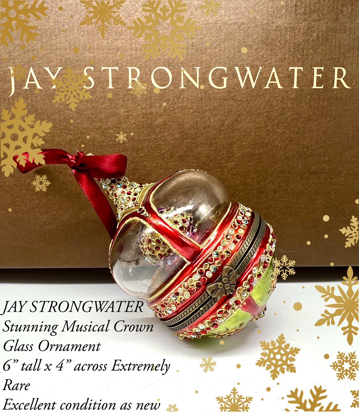 JAY STRONGWATER Extremely RARE ~MUSICAL CROWN FABERAGE ~Ornament, MINT condition