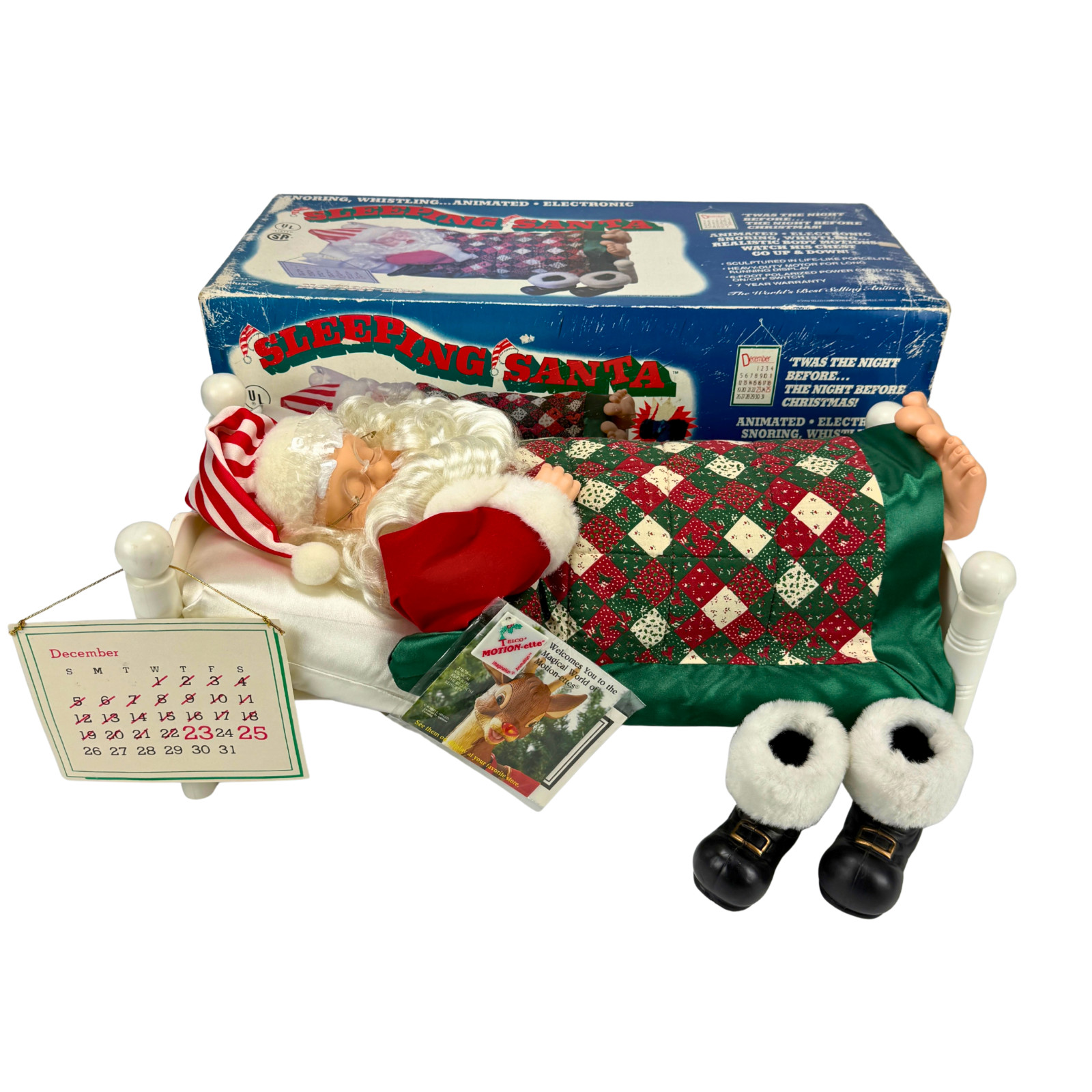 Vintage Telco 1992 Motion-ettes Sleeping Santa Animated Snoring w/Box Works Xmas Vintage Telco 1992 Motion-ettes Sleeping Santa Animated Snoring w/Box Works Xmas