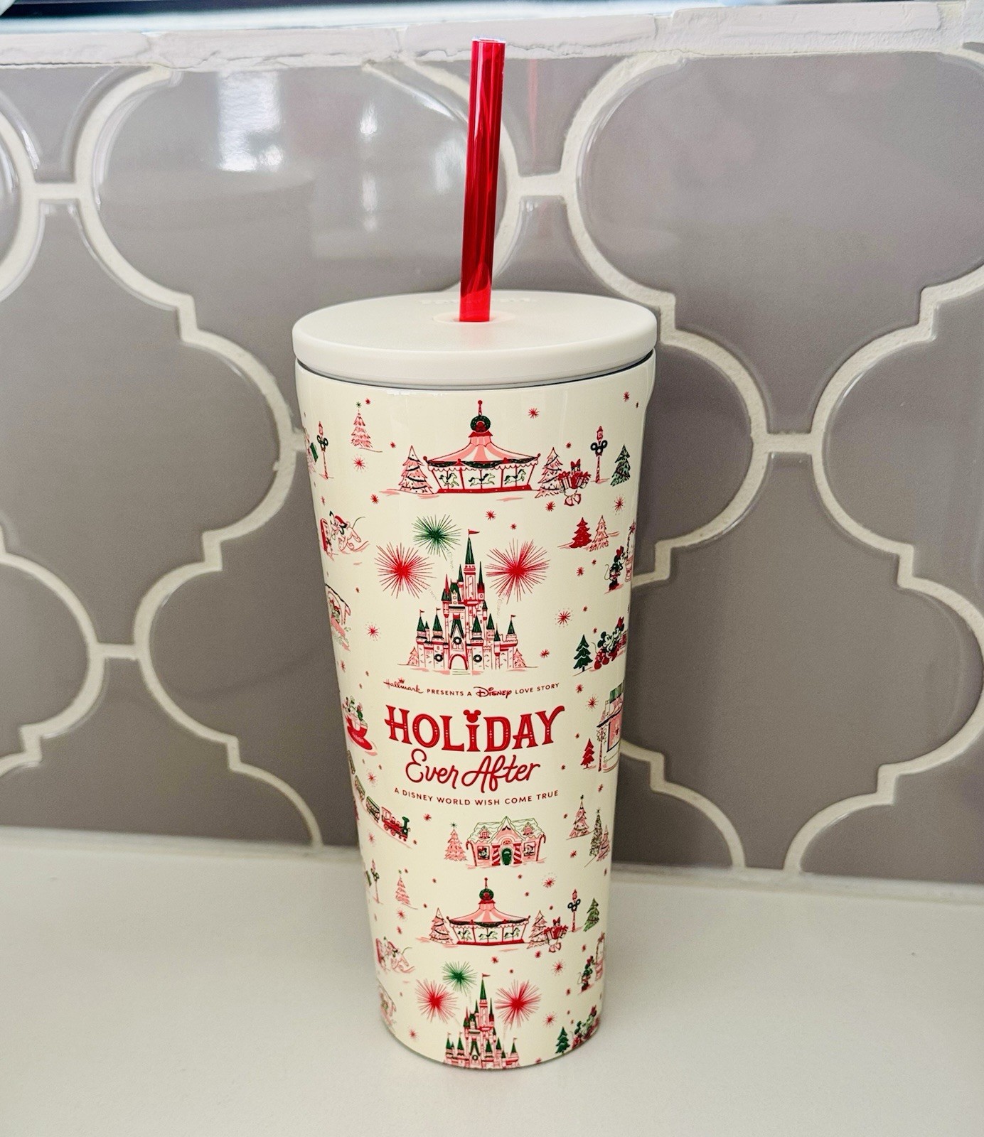 Hallmark Disney Holiday Ever After Corkcicle 24 oz Stainless Steel Cold Cup Hallmark Disney Holiday Ever After Corkcicle 24 oz Stainless Steel Cold Cup