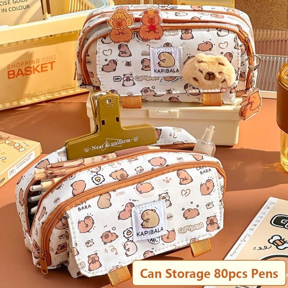 Ins Capybara 4‑layer Large Pen Bag, Pencil Case Organizer for Students Gift Ins Capybara 4‑layer Large Pen Bag, Pencil Case Organizer for Students Gift