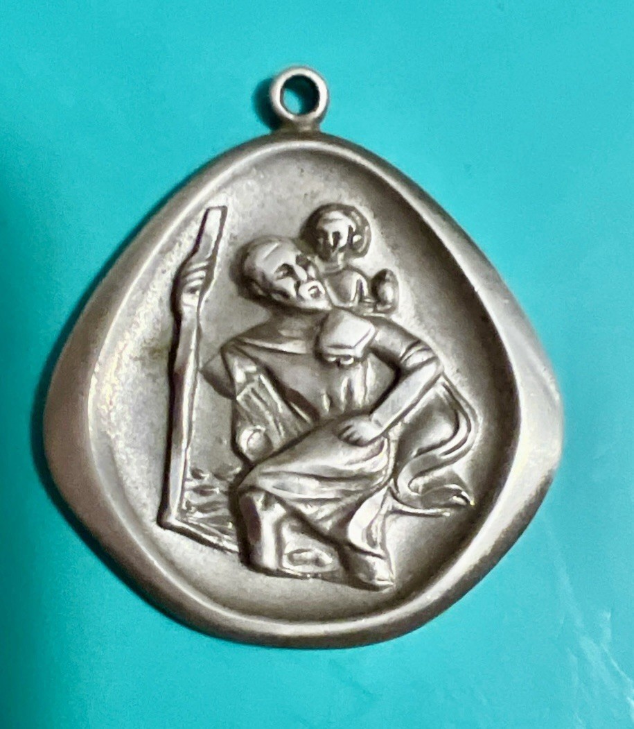 Vintage THEDA Sterling Silver St Christopher Medal Pendant Protect Us Catholic Vintage THEDA Sterling Silver St Christopher Medal Pendant Protect Us Catholic