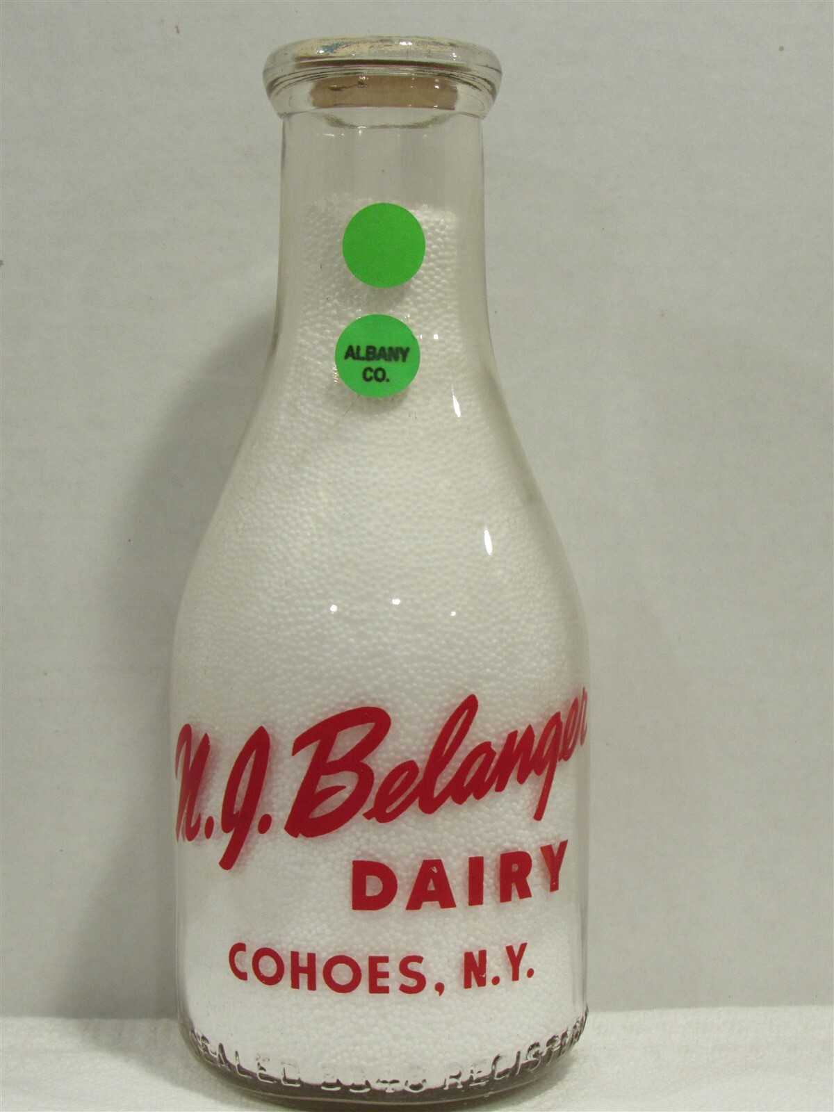 TRPQ Milk Bottle N J Belanger Dairy Cohoes NY ALBANY COUNTY 1954