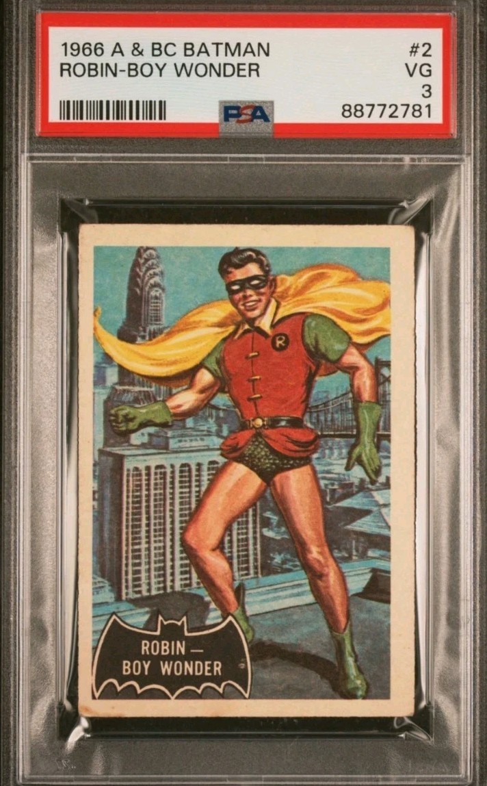 1966 A&BC Batman Robin Boy Wonder #2 PSA 3 VG Vintage Trading Card