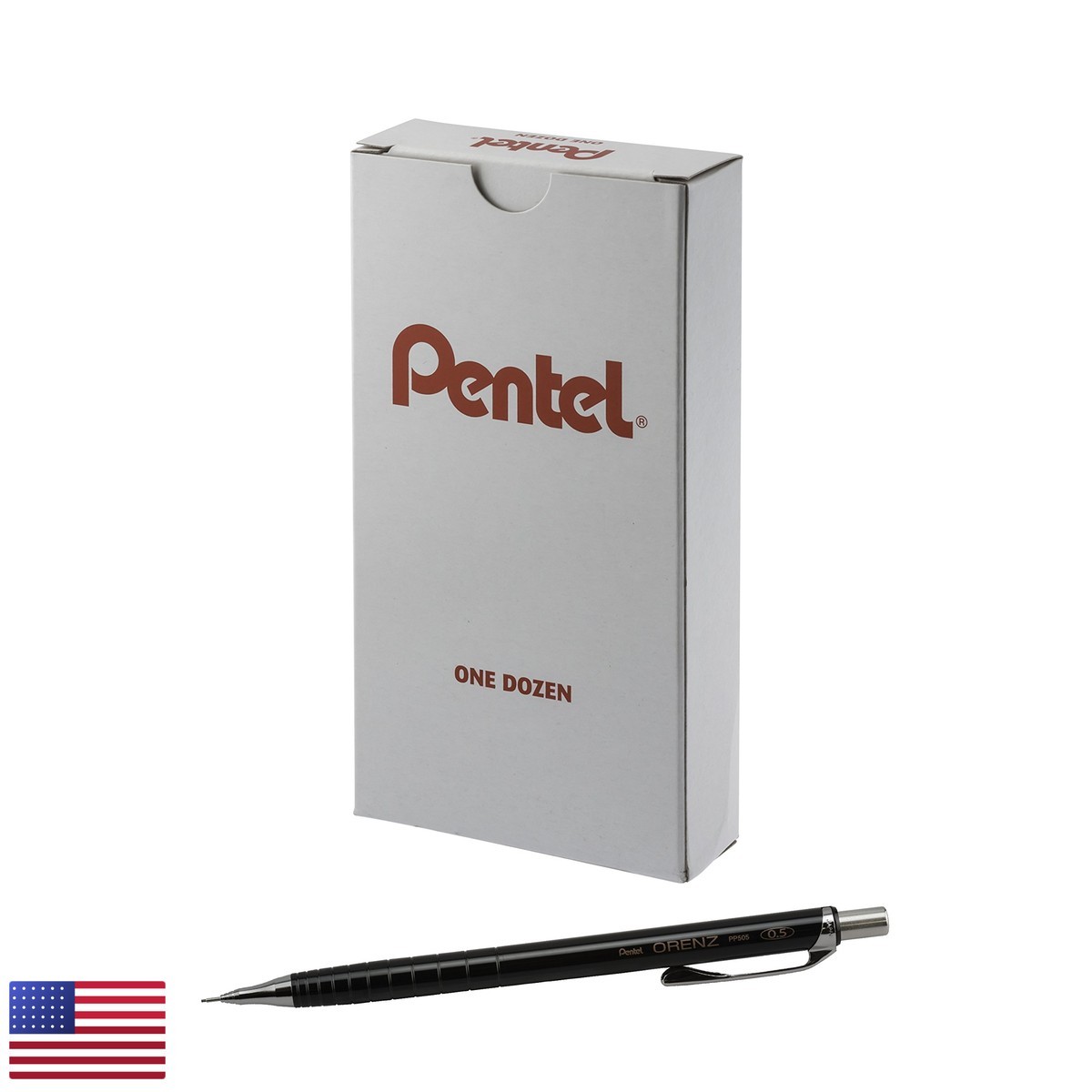 Pentel Orenz Mechanical Pencil 0.5mm Fine Line Black Barrel Box of 12 PP505A