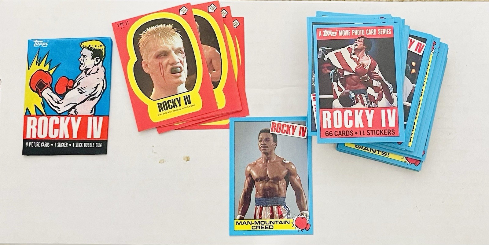 Rocky IV 1985 Topps Complete Set Of 66 Complete Sticker Set Of 11 Stallone Rocky IV 1985 Topps Complete Set Of 66 Complete Sticker Set Of 11 Stallone