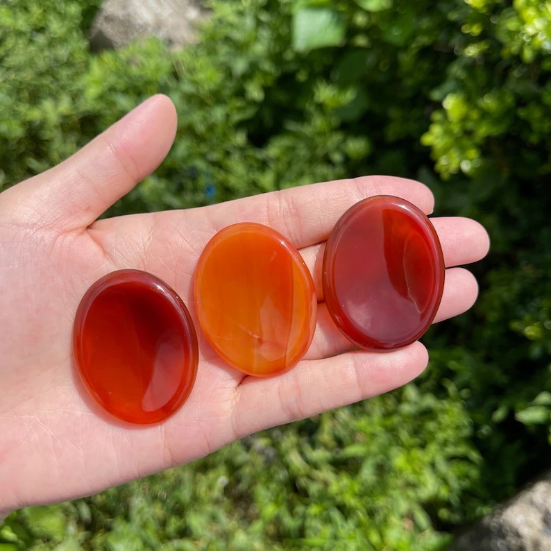 Natural Carnelian Polished Palm Pocket Worry Stone for Healing Anxiety Relief Natural Carnelian Polished Palm Pocket Worry Stone for Healing Anxiety Relief