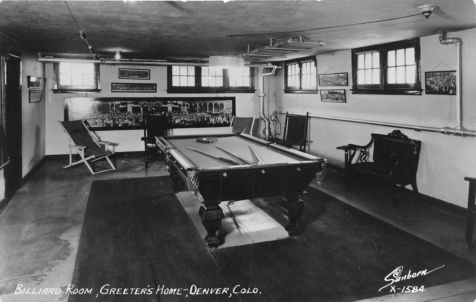 H68/ Denver Colorado RPPC Postcard c1940s Billiards Room Greeter's Home 75 H68/ Denver Colorado RPPC Postcard c1940s Billiards Room Greeter's Home 75