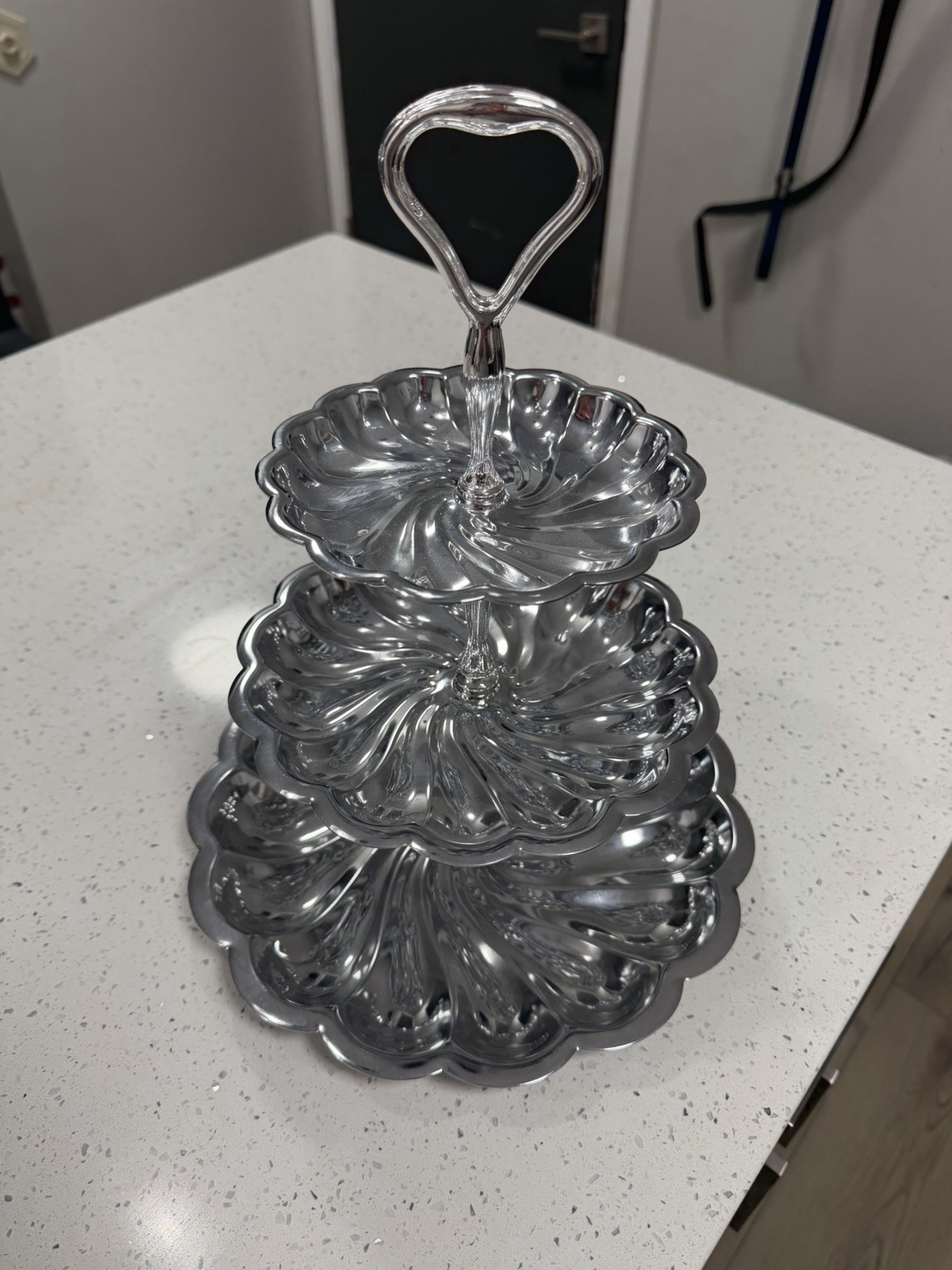 Vintage Shelton Ware NYC 3-Tier Scalloped Chrome Serving Stand Tidbit Server Vintage Shelton Ware NYC 3-Tier Scalloped Chrome Serving Stand Tidbit Server