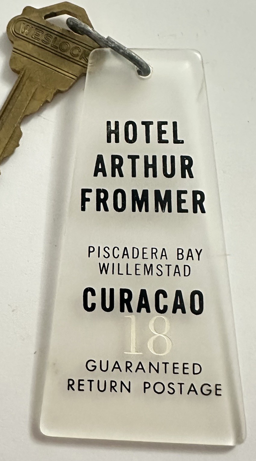 Hotel Arthur Frommer Piscadera Bay Willemstad Curacao Hotel Room Key #18 Fob Hotel Arthur Frommer Piscadera Bay Willemstad Curacao Hotel Room Key #18 Fob