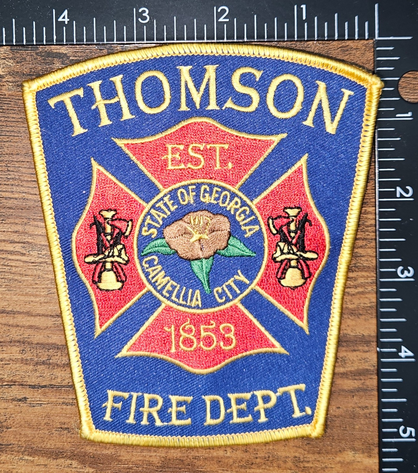 Thomson Georgia Fire Department Camellia City Est 1853 Shoulder Patch Thomson Georgia Fire Department Camellia City Est 1853 Shoulder Patch
