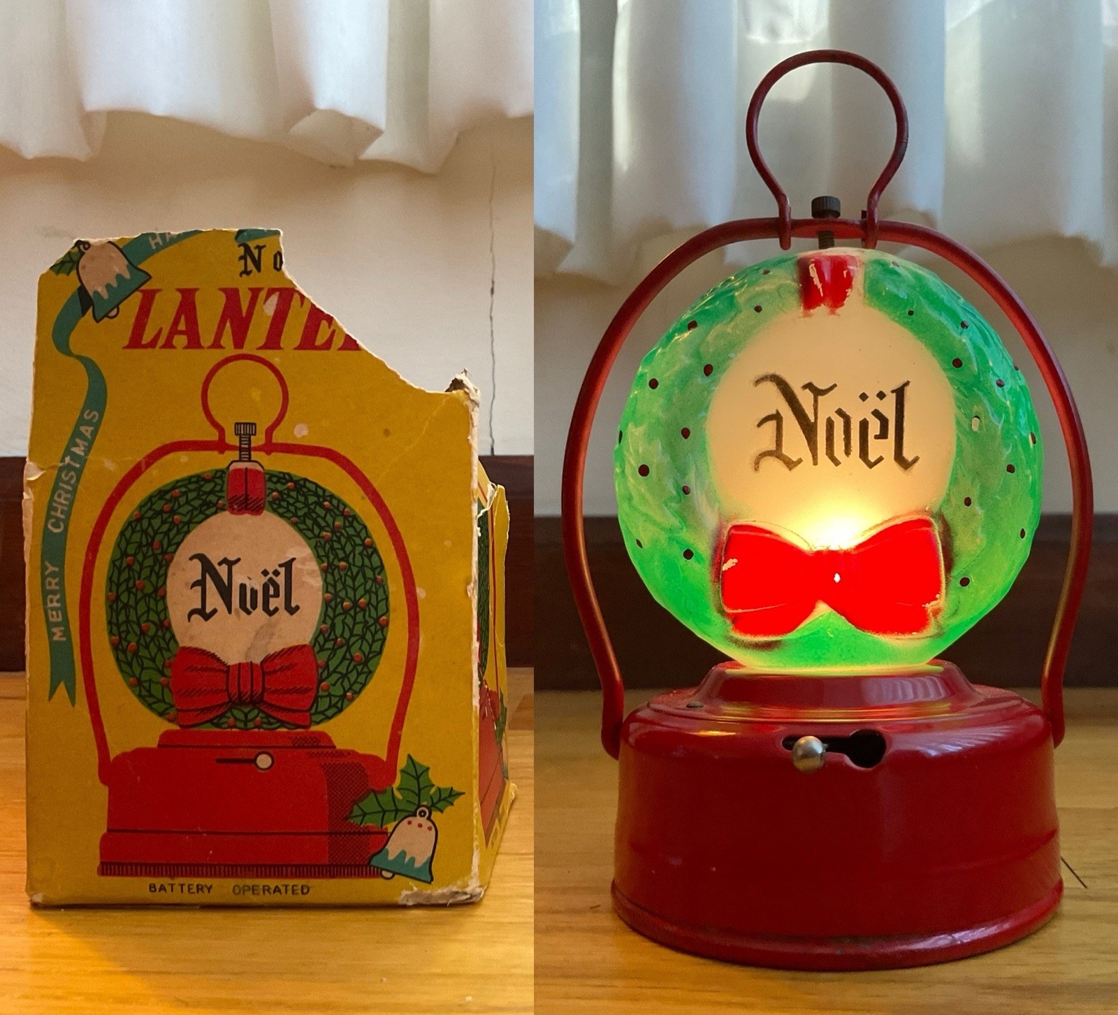 EXTREMELY RARE VINTAGE NOEL LANTERN MCM CHRISTMAS JAPAN - WORKS W/ Partial Box EXTREMELY RARE VINTAGE NOEL LANTERN MCM CHRISTMAS JAPAN - WORKS W/ Partial Box