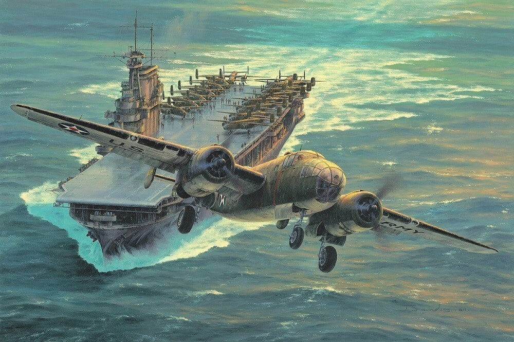 Destination Tokyo by Anthony Saunders art signed by three Doolittle Raiders Destination Tokyo by Anthony Saunders art signed by three Doolittle Raiders
