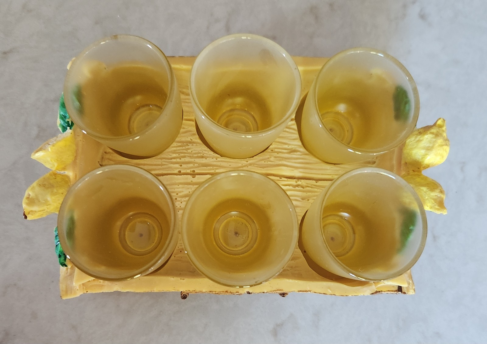 Vintage Italian Limoncello Shot Glass Set Lemon Tray 6 Frosted Shooters Vintage Italian Limoncello Shot Glass Set Lemon Tray 6 Frosted Shooters