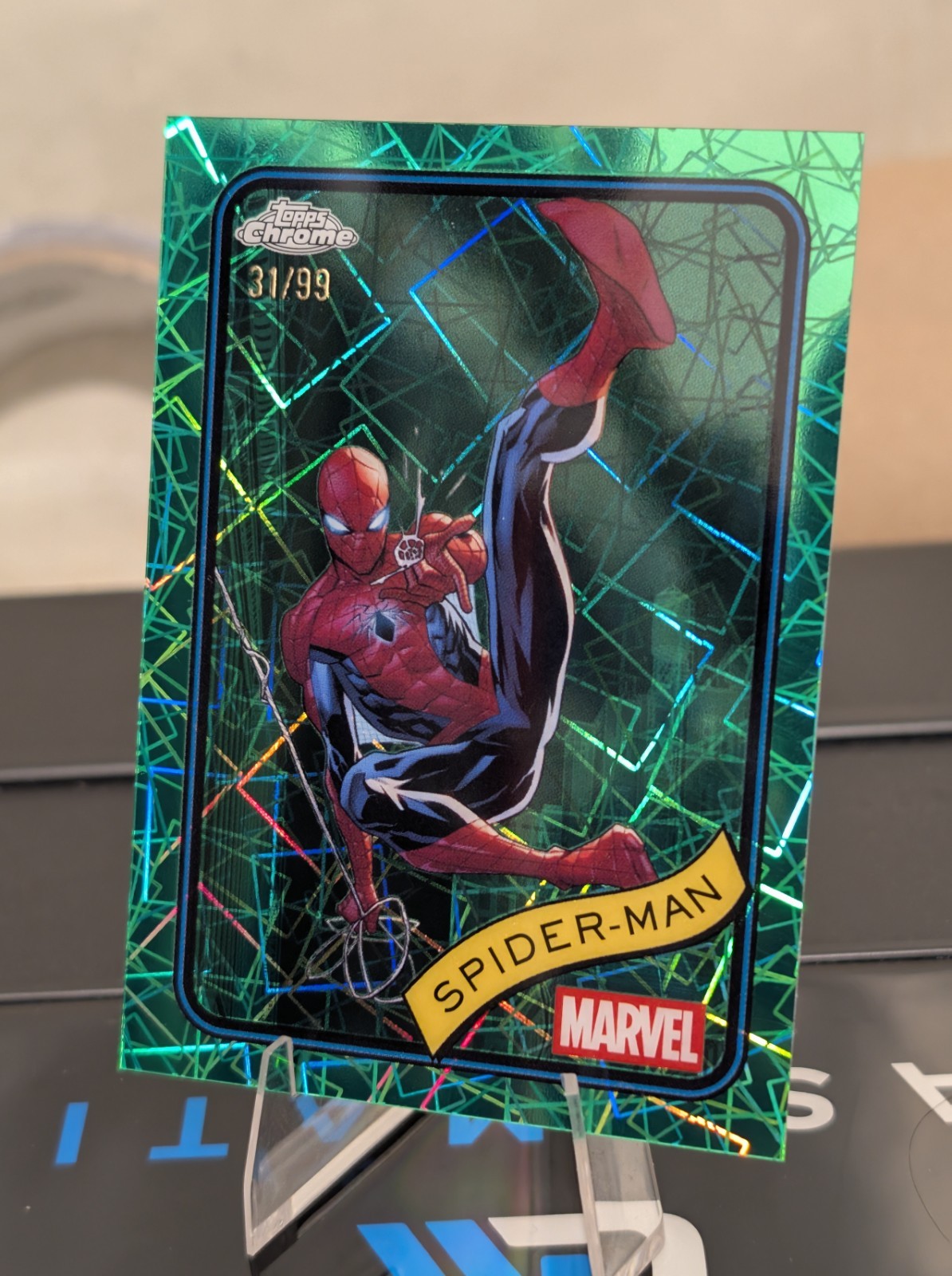 2025 Topps Chrome Spiderman Green Velocity /99 2025 Topps Chrome Spiderman Green Velocity /99
