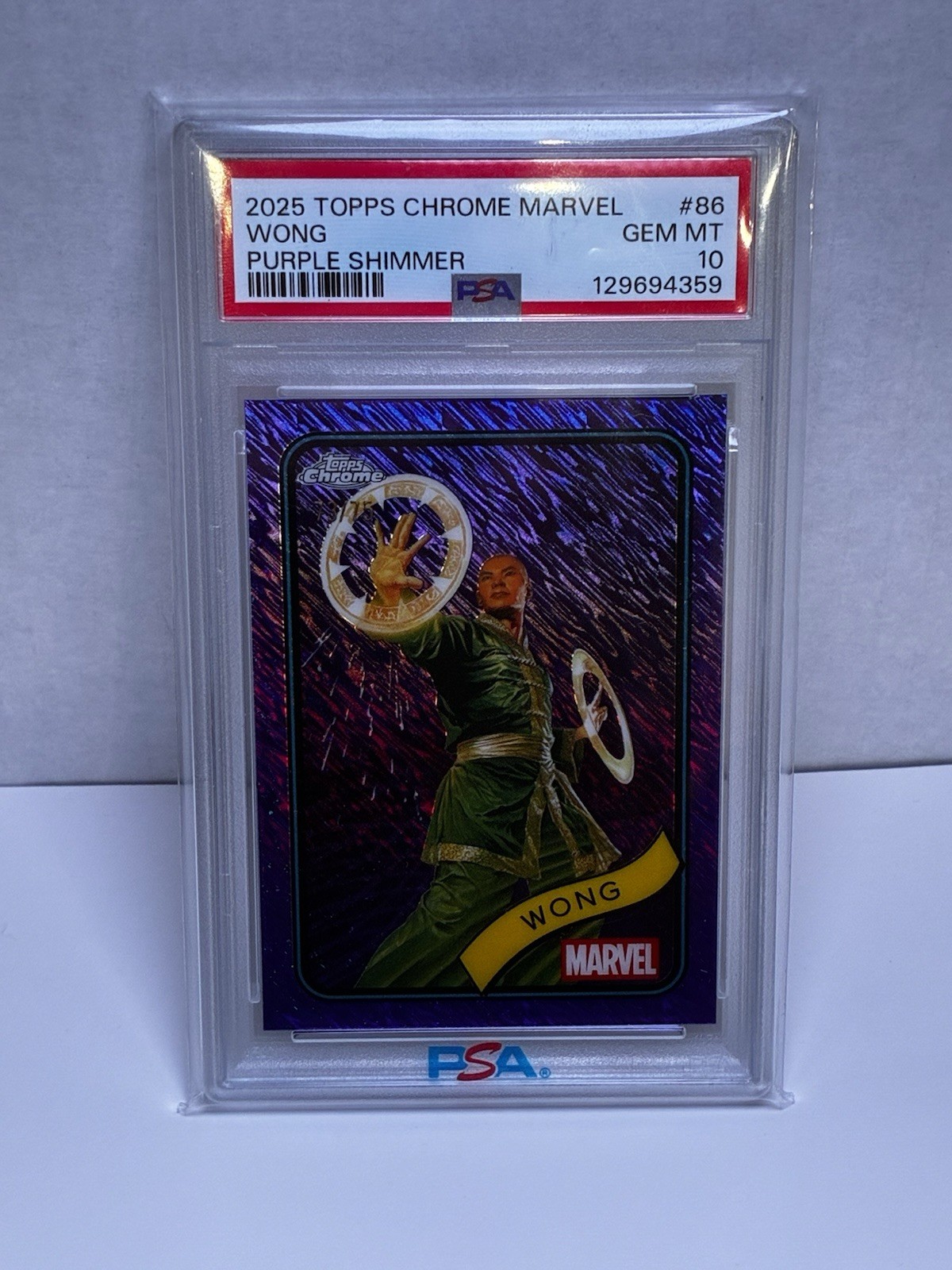 2025 Topps Chrome Marvel | Wong Purple Shimmer /75 PSA 10 POP 1 2025 Topps Chrome Marvel | Wong Purple Shimmer /75 PSA 10 POP 1