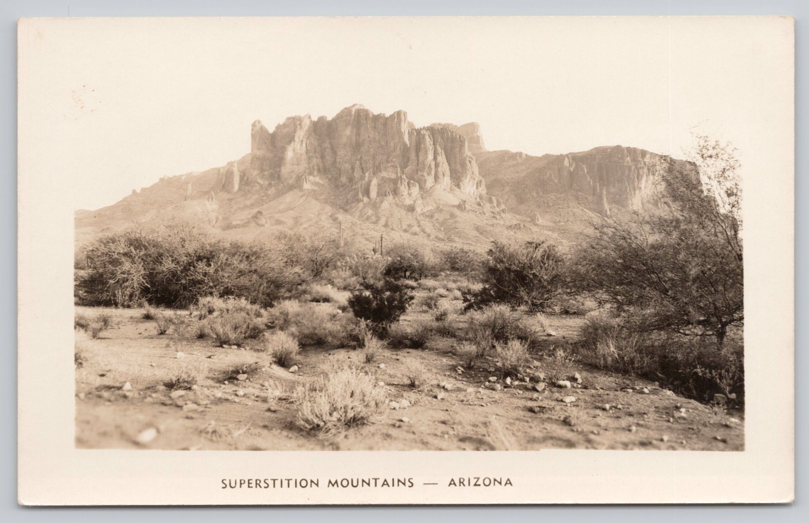 Superstition Mountains Arizona Desert Landscape RPPC Real Photo Postcard Superstition Mountains Arizona Desert Landscape RPPC Real Photo Postcard