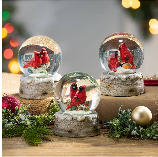 GERSON SET OF 3 RESIN 4.3" CARDINAL SNOW GLOBE CHRISTMAS HOLIDAY DECOR 2488190 GERSON SET OF 3 RESIN 4.3" CARDINAL SNOW GLOBE CHRISTMAS HOLIDAY DECOR 2488190