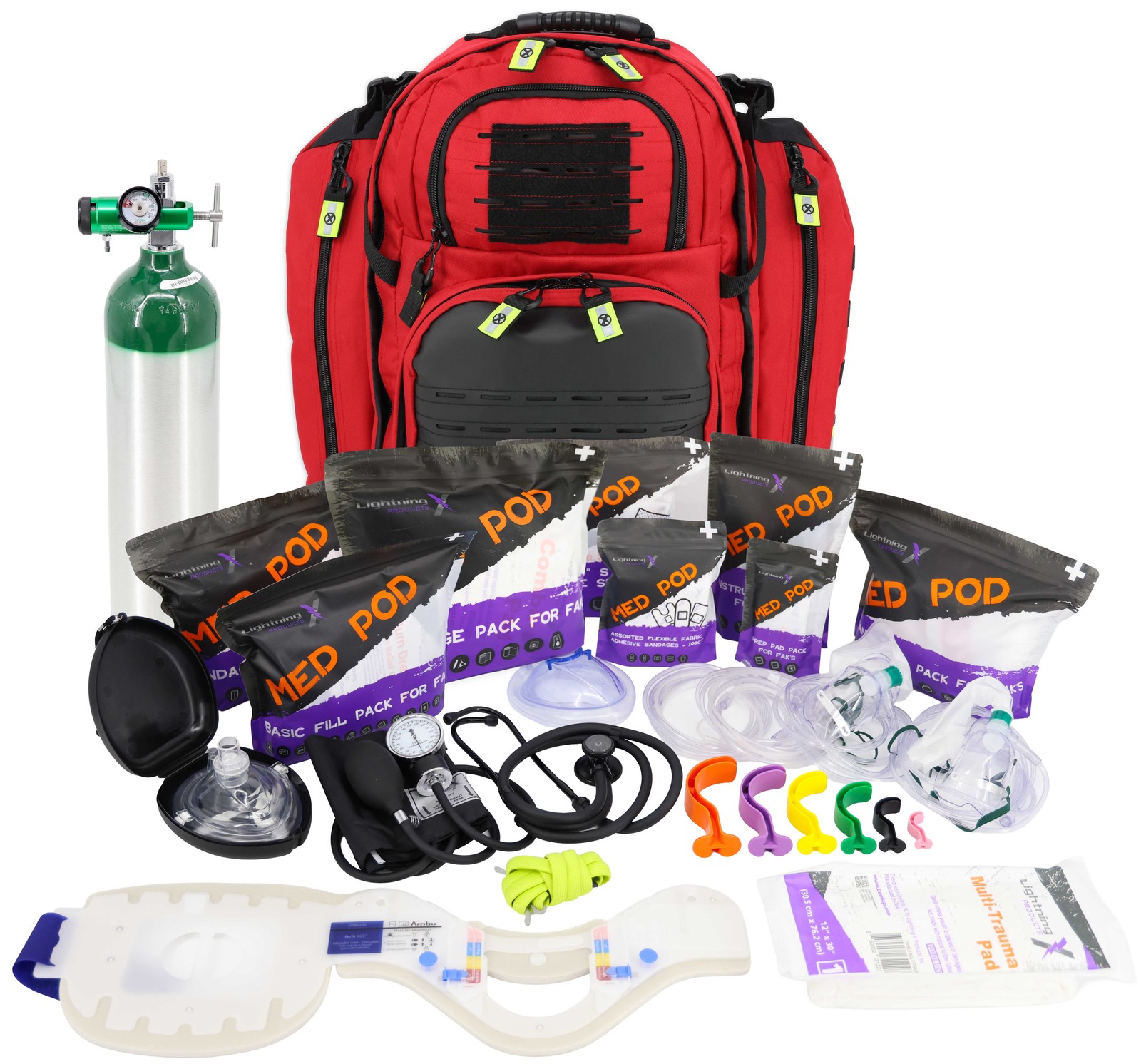 Lightning X TacMed Modular ALS O2 Trauma Backpack w/ Advanced Stocked Fill Kit D Lightning X TacMed Modular ALS O2 Trauma Backpack w/ Advanced Stocked Fill Kit D