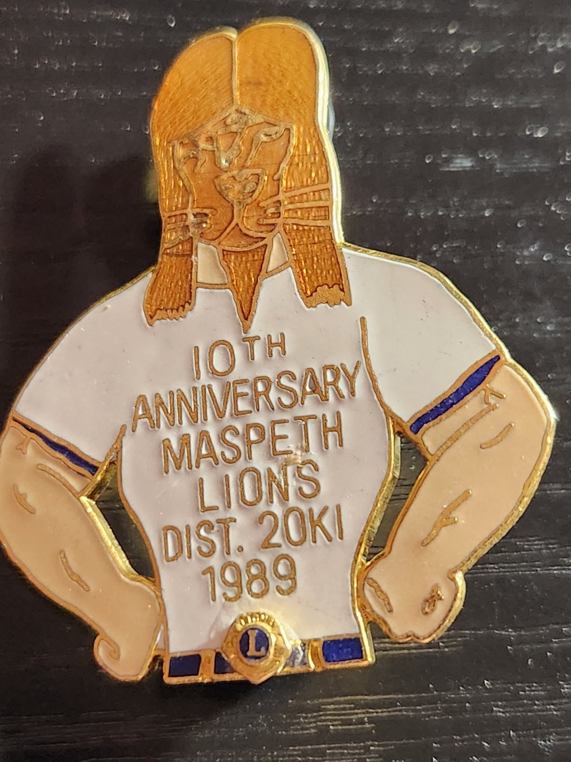 Vintage 1989 Maspeth Lions Club 10th Anniversary Lapel Pin NCG NYC
