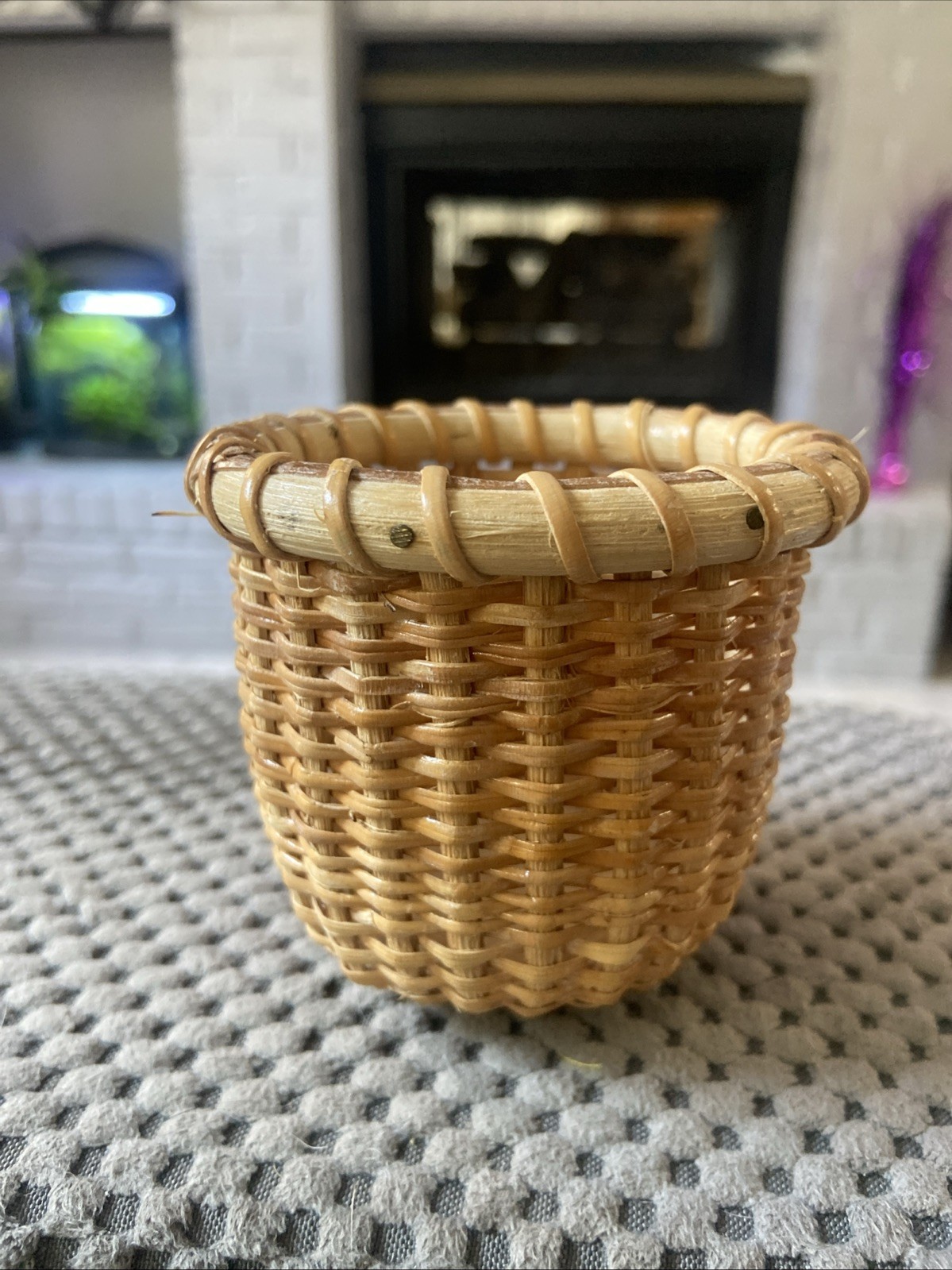 Vintage MINIATURE Small BASKET Handmade Splint Woven 3” Tall Vintage MINIATURE Small BASKET Handmade Splint Woven 3” Tall
