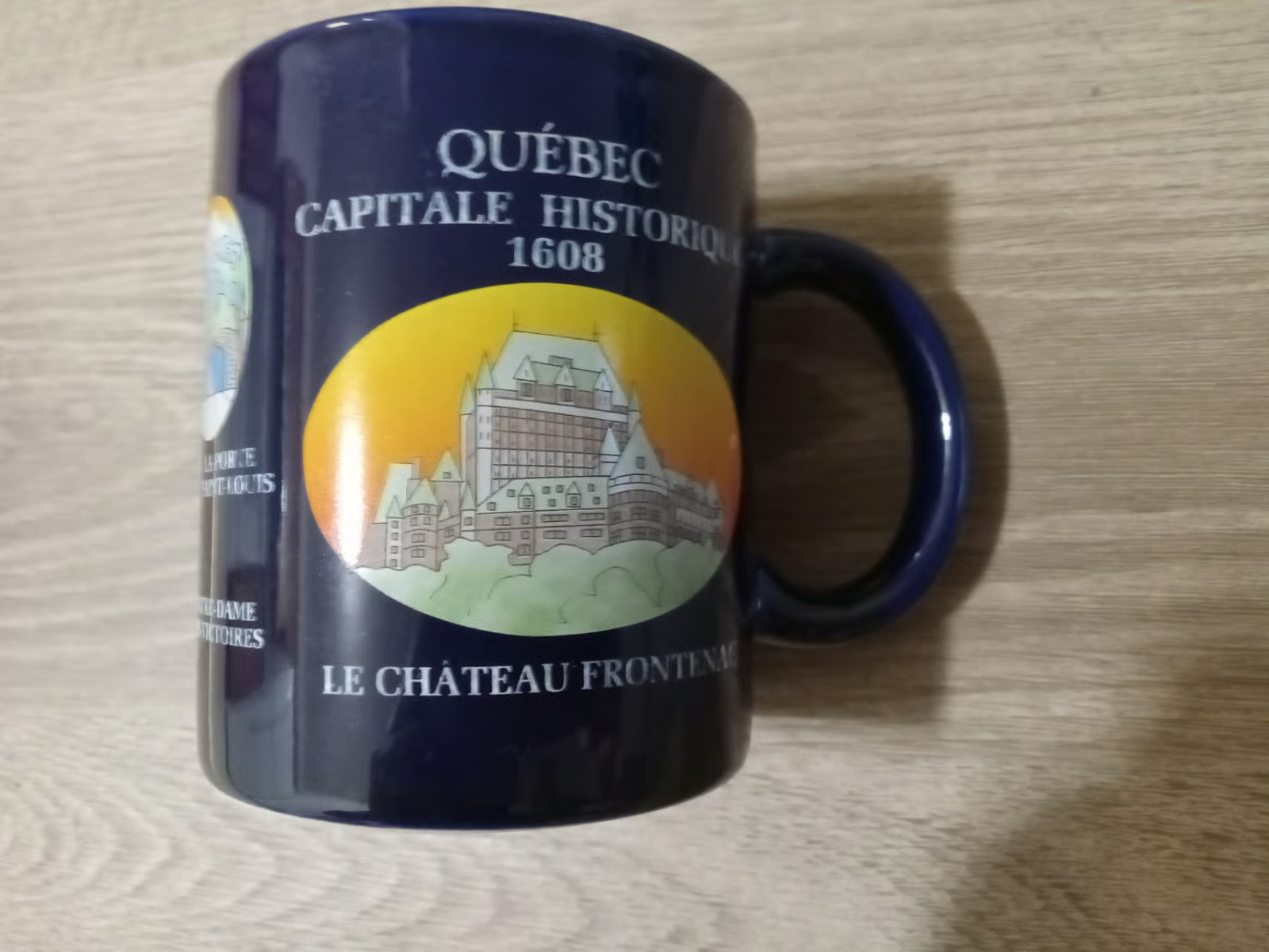 Canada coffee mug cup Quebec capitale historique le chateau Frontenac blue