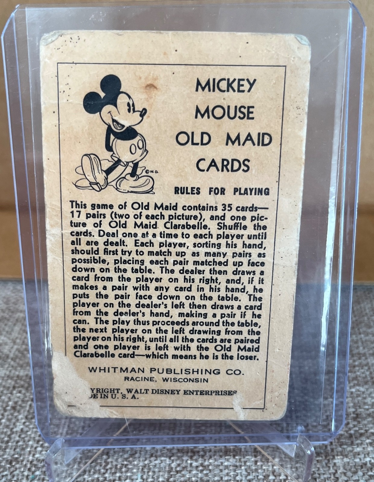 1935 1930s Whitman Disney MICKEY - OLD MAID CARDS - Mickey Mouse - Instructions