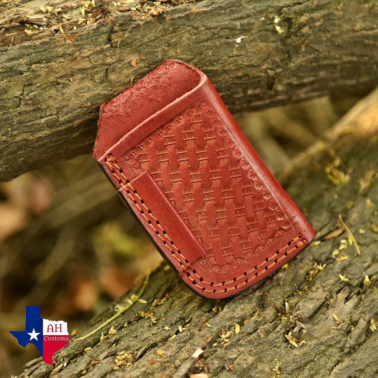 Handmade Genuine Leather Folding Knife Sheath –Vertical Belt Carry Tooled Design Handmade Genuine Leather Folding Knife Sheath –Vertical Belt Carry Tooled Design