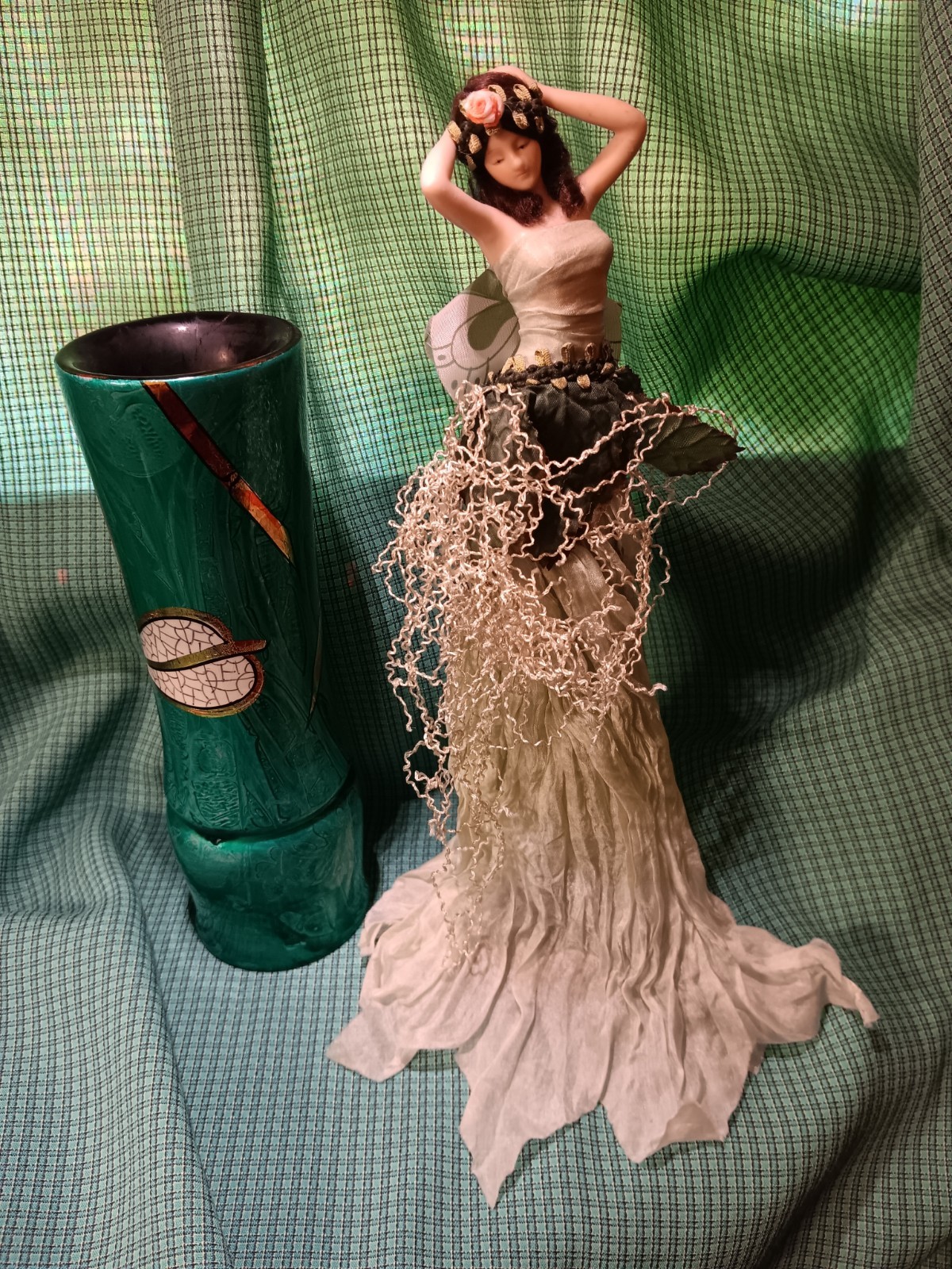Elegant Eclectic Bisque  Elfin Fairy Figurine with Vase