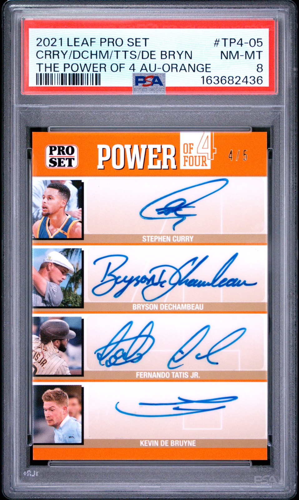 BRYSON DECHAMBEAU/FERNANDO TATIS JR./KEVIN DE BRUYNE/STEPHEN CURRY 4/5 PSA 8 BRYSON DECHAMBEAU/FERNANDO TATIS JR./KEVIN DE BRUYNE/STEPHEN CURRY 4/5 PSA 8