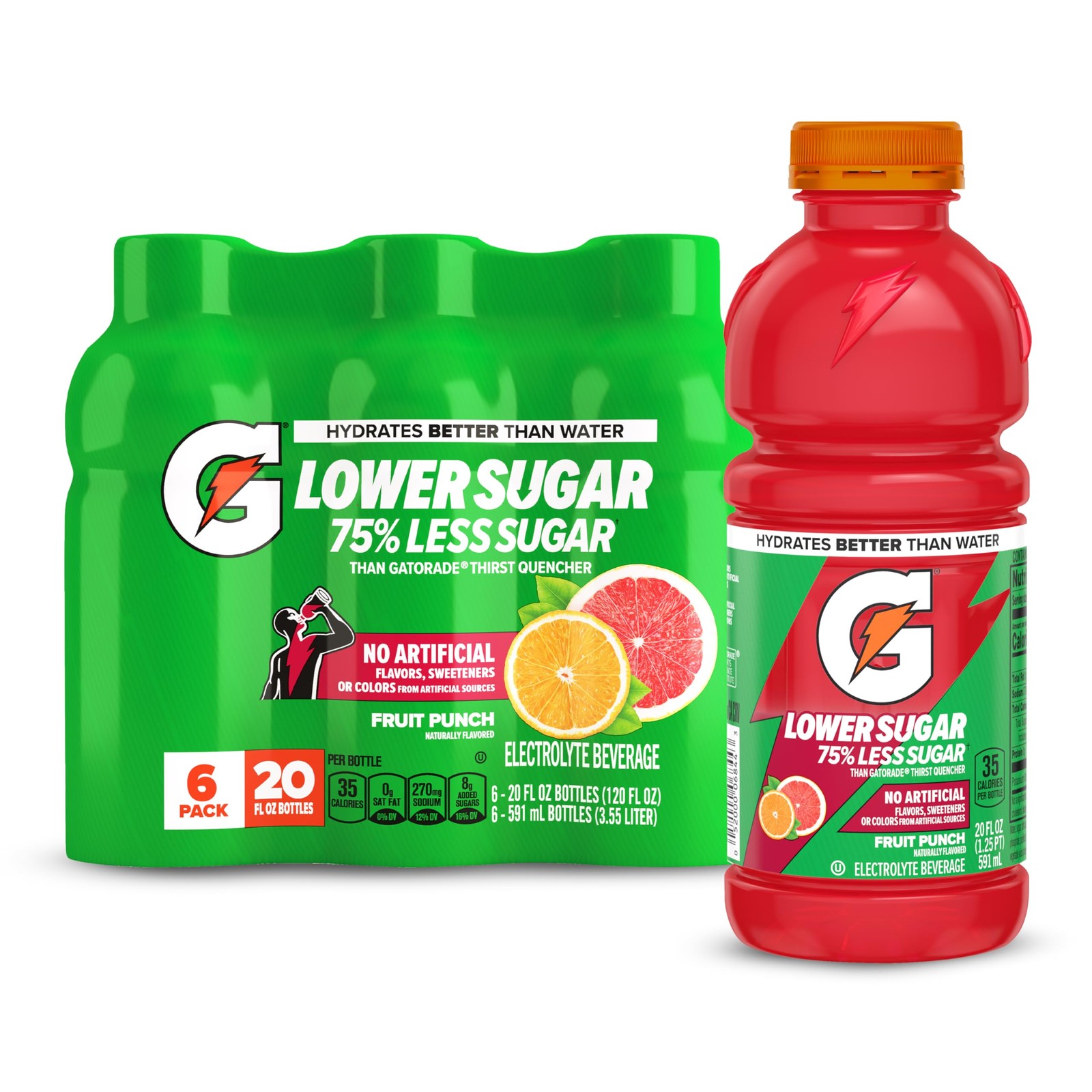 Gatorade Lower Sugar Electrolyte 20 Fl Oz (Pack of 6), Rain Berry Gatorade Lower Sugar Electrolyte 20 Fl Oz (Pack of 6), Rain Berry