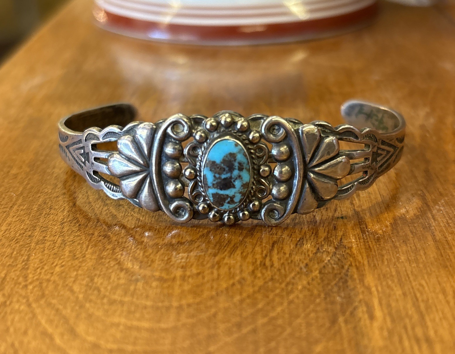 Vintage Native American Turquoise Bracelet Sterling Silver Navajo OLD PAWN