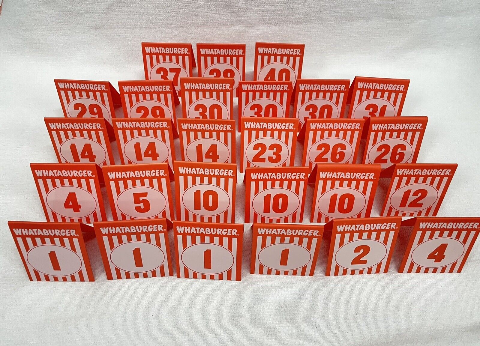 Lot of 27 Whataburger Table Tent Markers Tents - Numbers