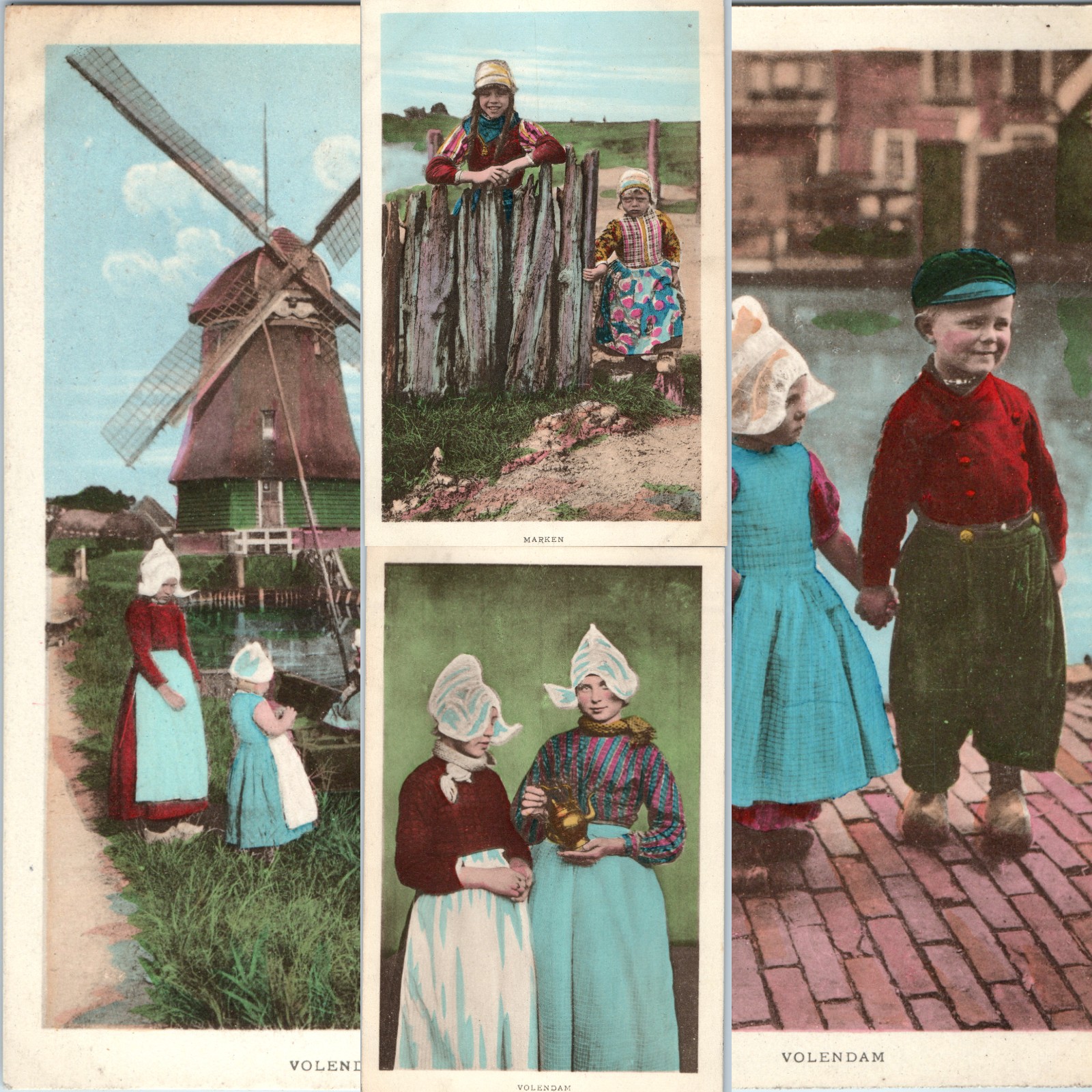 x4 LOT c1910s Volendam Marken Holland Postcard Dutch Folk Costume Clogs Windmill x4 LOT c1910s Volendam Marken Holland Postcard Dutch Folk Costume Clogs Windmill