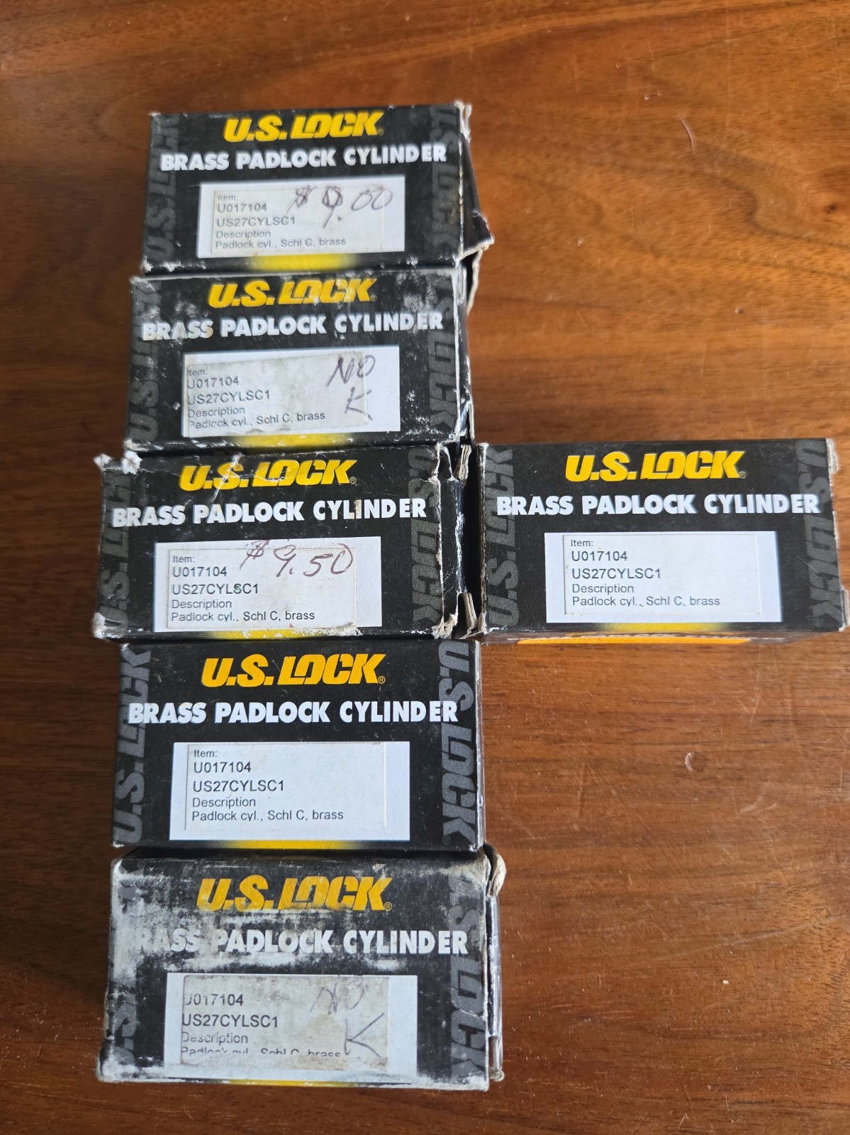 US LOCK Knob/Deadbolt Cylinder Universal Brass Lot Of 6 
