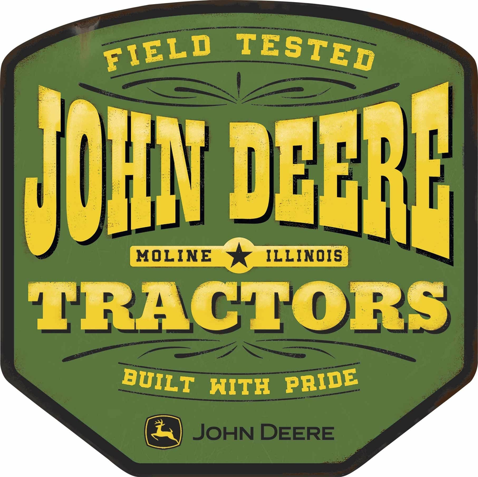 JOHN DEERE TRACTORS FIELD TESTED 36" HEAVY DUTY USA MADE METAL ADVERTISING SIGN JOHN DEERE TRACTORS FIELD TESTED 36" HEAVY DUTY USA MADE METAL ADVERTISING SIGN