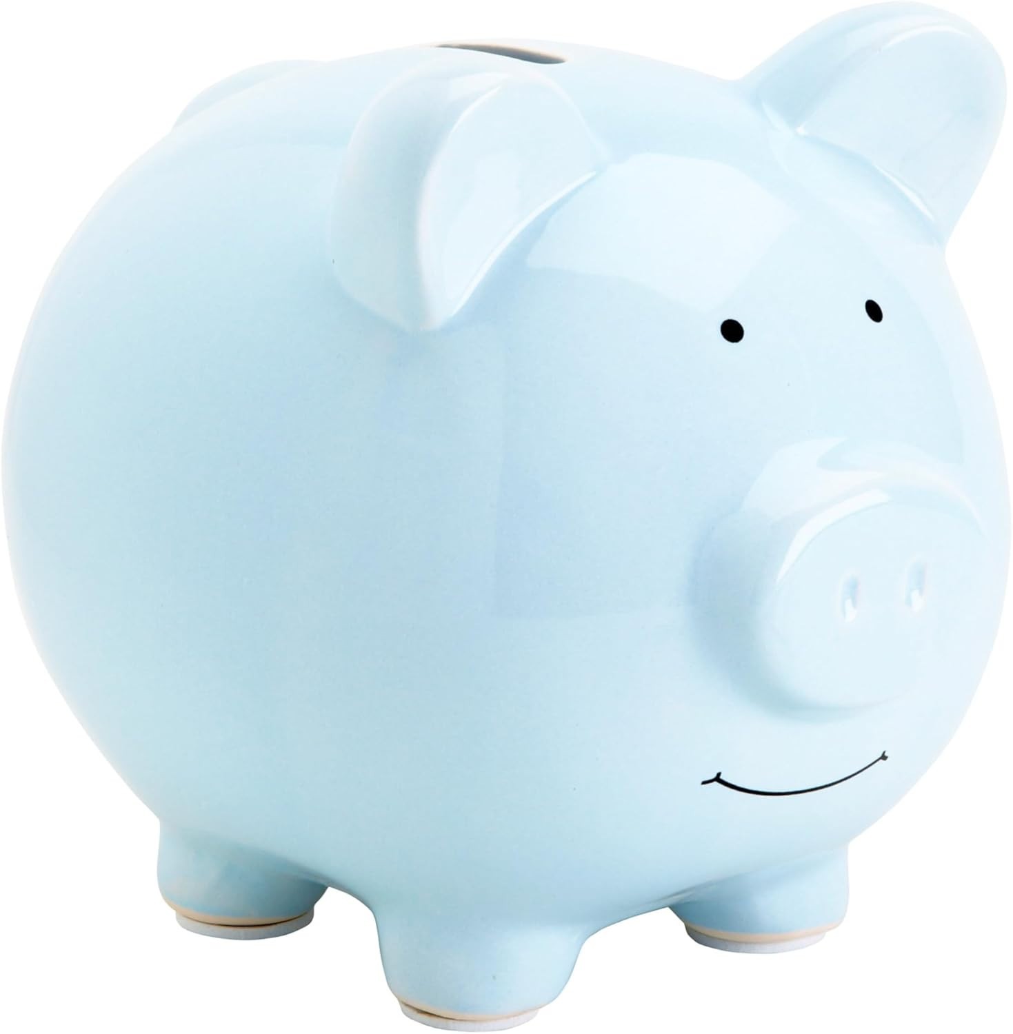 Adorable Large Light Blue Ceramic Piggy Bank for Kids' Savings - 9 x 7.5 Inches