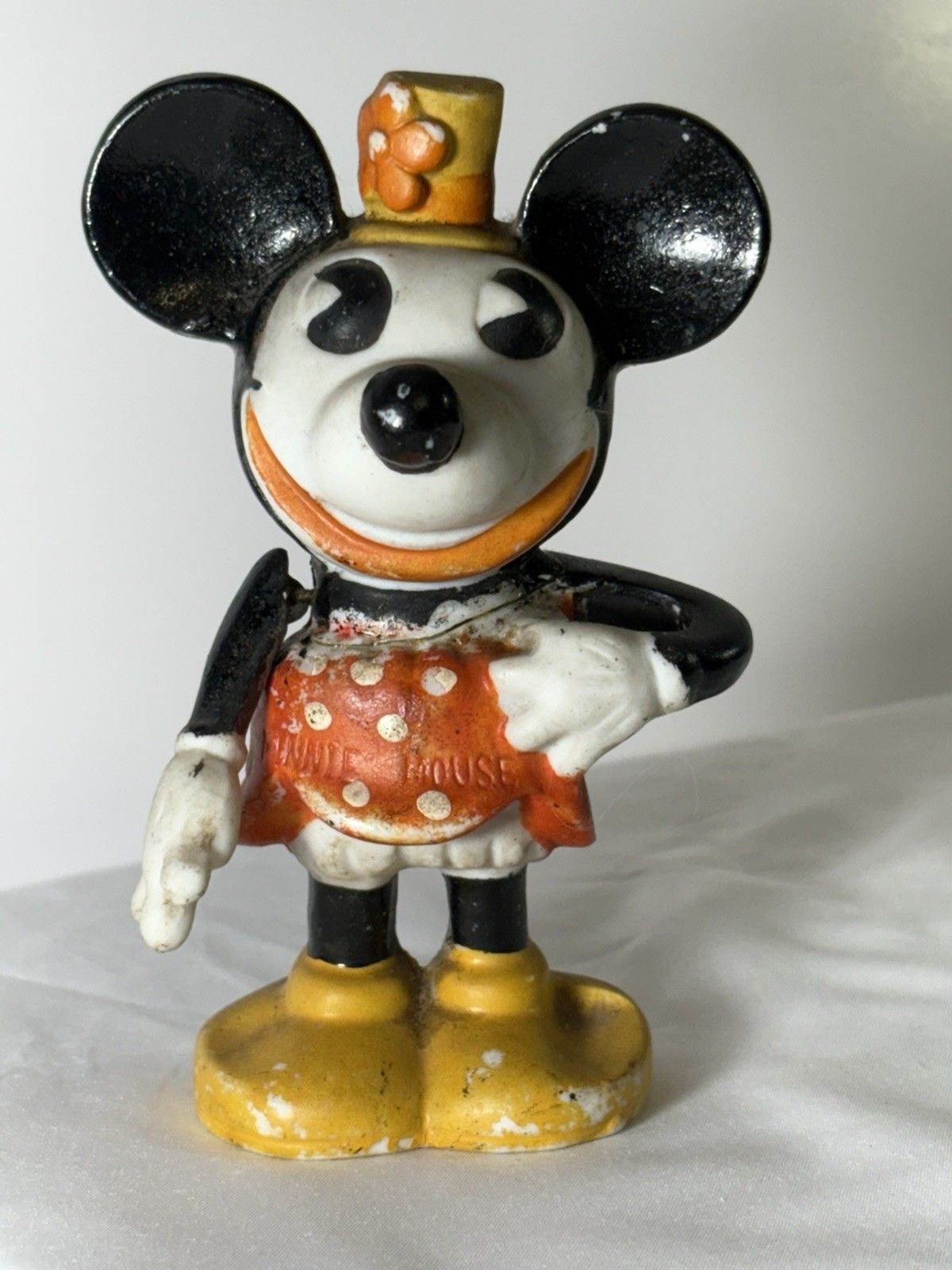 5" MINNIE MOUSE movable arm Toothbrush Holder 1930s Japanese bisque figure 5" MINNIE MOUSE movable arm Toothbrush Holder 1930s Japanese bisque figure